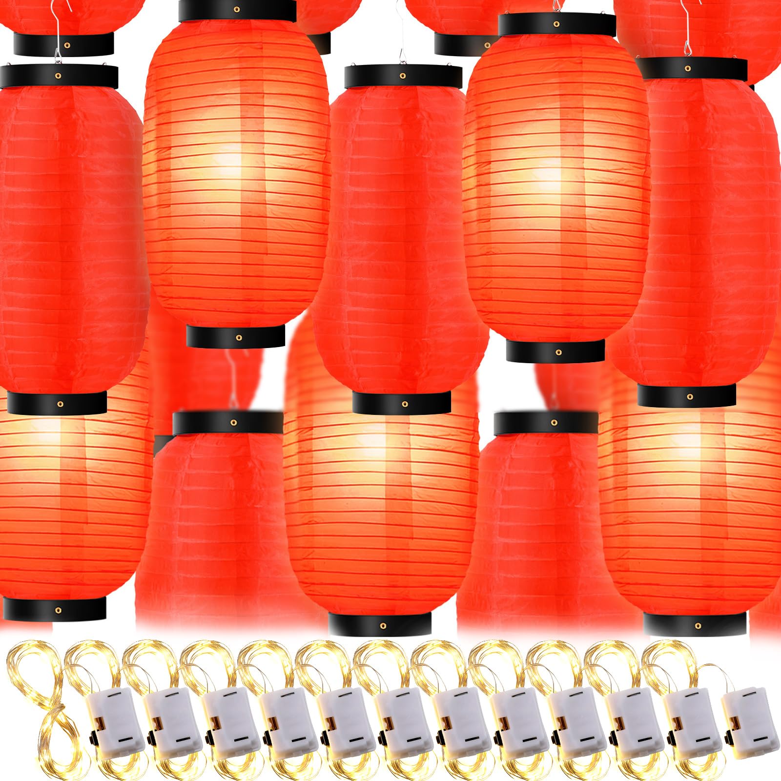1905年製 MODEL Backと Lantern Back 赤 2個セット 24 Pcs Traditional Japanese Style Red Silk Hanging Lantern